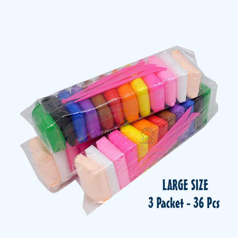 12 Colors Soft Super Light Air Dry Clay For DIY Handmade Toys ( 3 Packet – 36 Pcs)