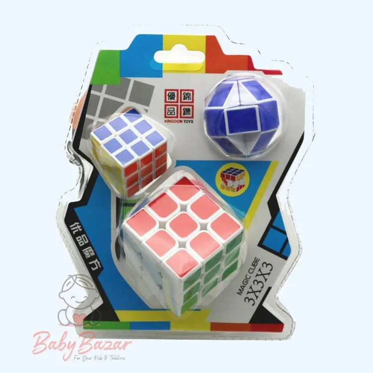 3 in 1 High Speed Fast Magic Cube Set for Kids